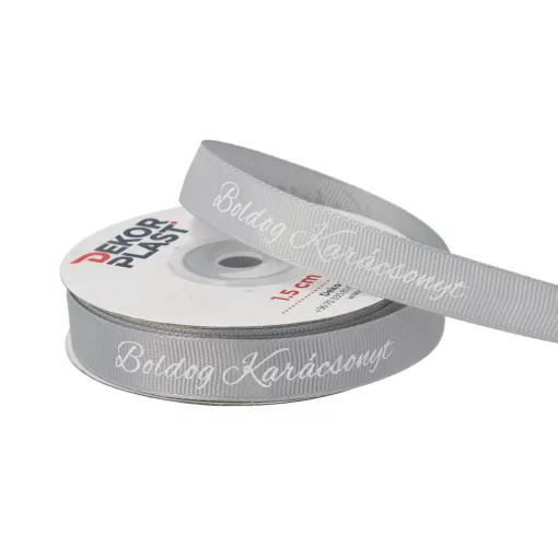 Boldog karácsonyt feliratú ripsz szalag / 1,5cm x 20y   10#