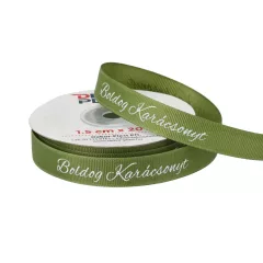   Boldog karácsonyt feliratú ripsz szalag / 1,5cm x 20y   19#