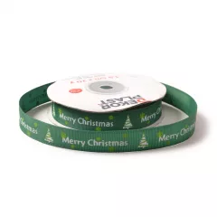 Merry Christmas feliratú fenyőfás ripsz szalag