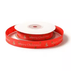 Merry Christmas feliratú fenyőfás ripsz szalag