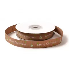 Merry Christmas feliratú fenyőfás ripsz szalag
