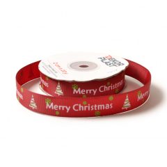 Merry Christmas feliratú fenyőfás ripsz szalag