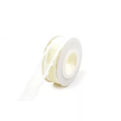 Szatén csipkés szélű hálós szalag / 2,5cm x 10y