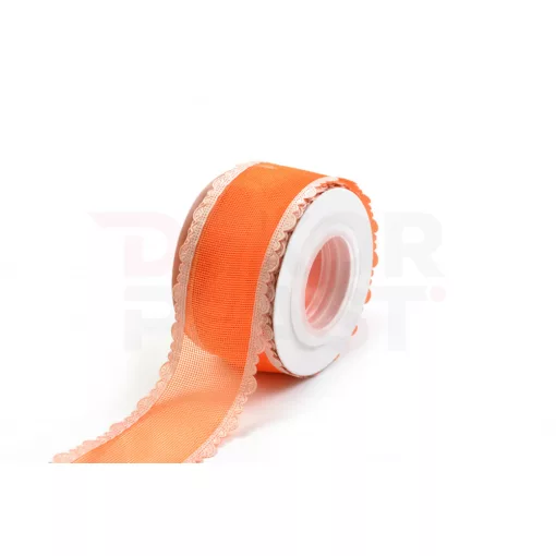 Szatén csipkés szélű hálós szalag / 4cm x 10y