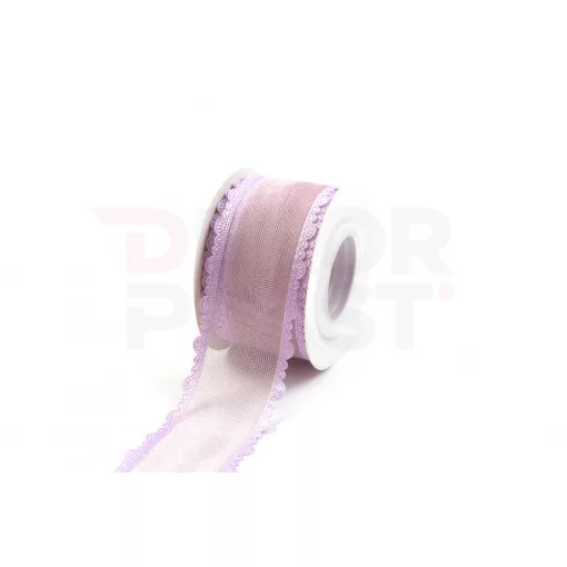 Szatén csipkés szélű hálós szalag / 4cm x 10y