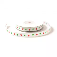 Szatén fenyőfa mintás szalag / 1cm x 20y  01#