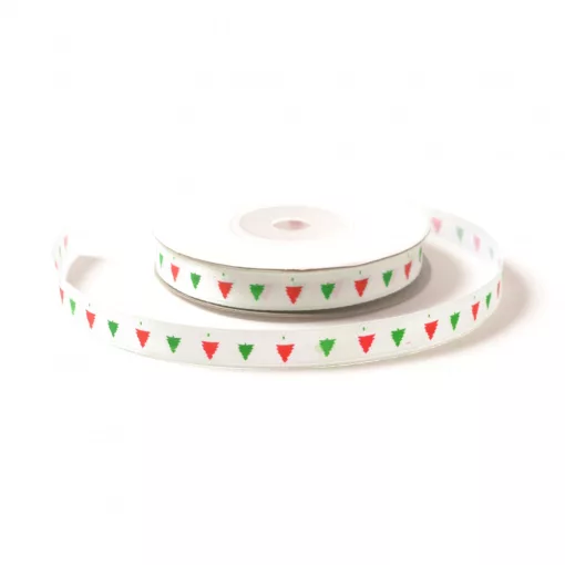 Szatén fenyőfa mintás szalag / 1cm x 20y  01#