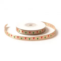 Szatén fenyőfa mintás szalag / 1cm x 20y  02#