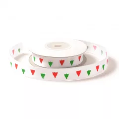 Szatén fenyőfa mintás szalag / 1,5cm x 20y  01#