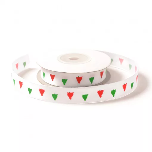 Szatén fenyőfa mintás szalag / 1,5cm x 20y  01#
