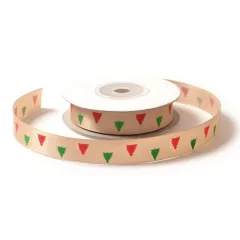 Szatén fenyőfa mintás szalag / 1,5cm x 20y  02#