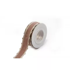 Szatén csipkés szélű pamut szalag / 2,5cm x 10y