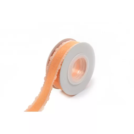 Szatén csipkés szélű pamut szalag / 2,5cm x 10y