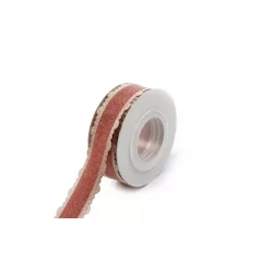 Szatén csipkés szélű pamut szalag / 2,5cm x 10y