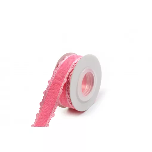 Szatén csipkés szélű pamut szalag / 2,5cm x 10y