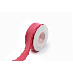 Szatén csipkés szélű pamut szalag / 2,5cm x 10y