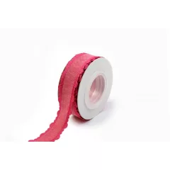Szatén csipkés szélű pamut szalag / 2,5cm x 10y