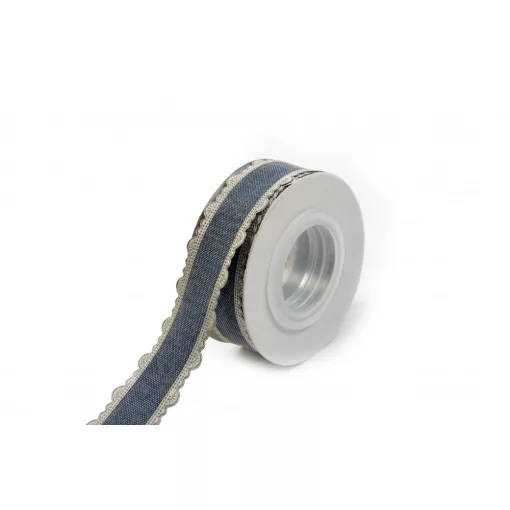 Szatén csipkés szélű pamut szalag / 2,5cm x 10y