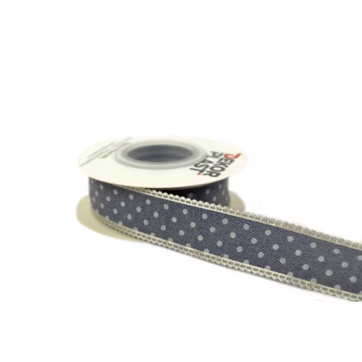 Csipkés szatén szélű, textil szalag 2,5cm x 10y