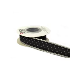 Csipkés szatén szélű, textil szalag 2,5cm x 10y