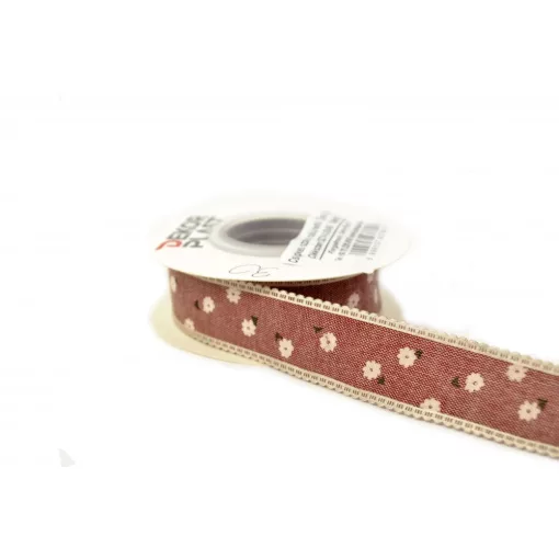 Csipkés szatén szélű, textil szalag 2,5cm x 10y