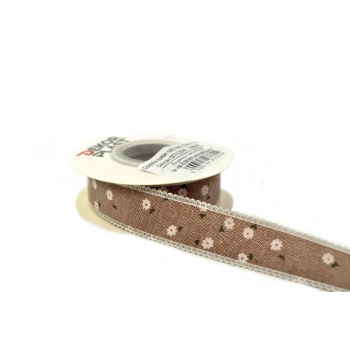 Csipkés szatén szélű, textil szalag 2,5cm x 10y