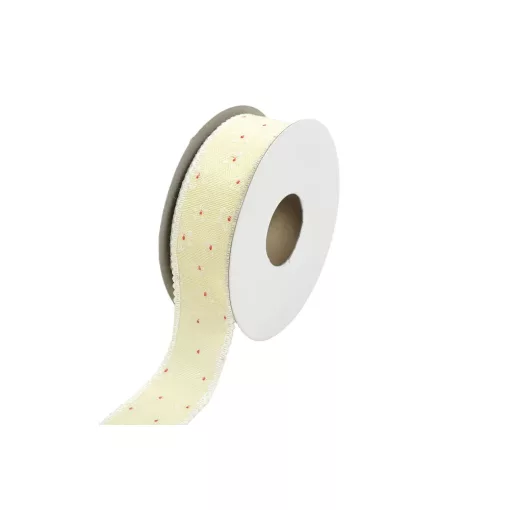 Csipkés szatén szélű, textil szalag 2,5cm x 10y