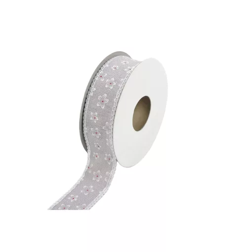Csipkés szatén szélű, textil szalag 2,5cm x 10y