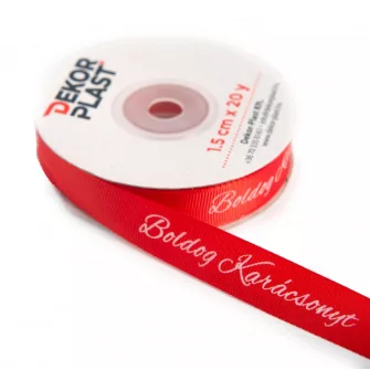 Boldog karácsonyt feliratú ripsz szalag 1.5cm