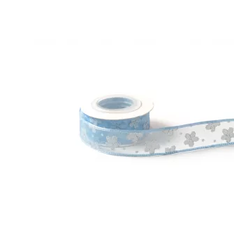 Csillámló virágos orgnaza szalag 2,5cm