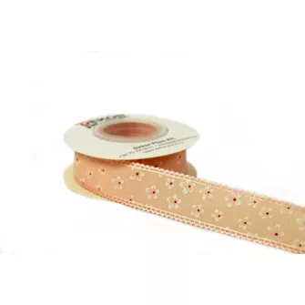 Csipkés, szatén szélű, textil szalag  2,5cm